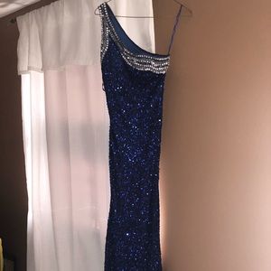 royal blue sequin prom dress